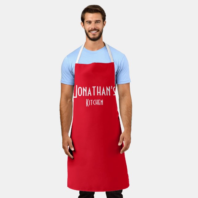 Personalised Red Apron (Worn)