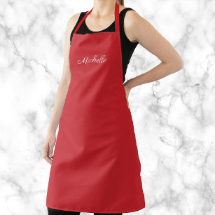 Personalised Red Apron with Custom Name