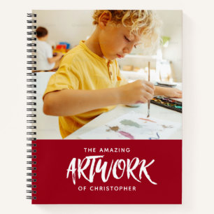 Personalised Red Artist Photo Sketchbook Notebook