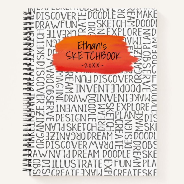 Personalised Red Artist Sketchbook Notebook (Front)