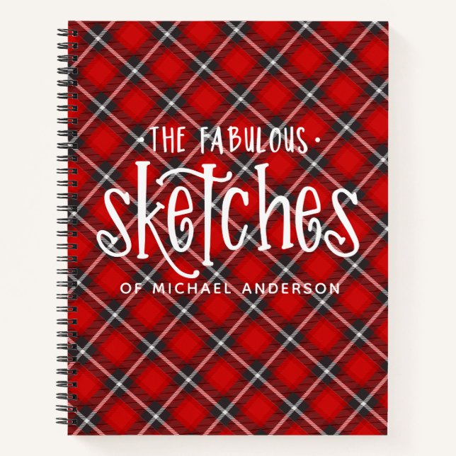 Personalised Red Artist Sketchbook Notebook (Front)