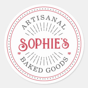 Personalised Red Baked Goods Logo Food Label