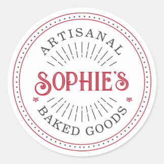 Personalised Red Baked Goods Logo Food Label