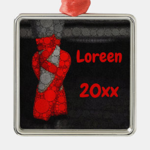 Personalised Red Ballerina Slippers Metal Ornament