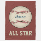 Personalised Red Baseball Fleece Blanket