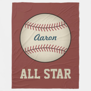 Personalised Red Baseball Fleece Blanket