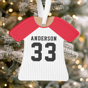 Personalised Red Baseball Jersey Ornament