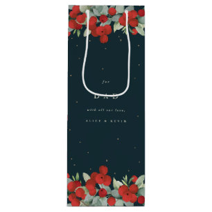 Personalised Red Berry+Eucalyptus Christmas Wine Gift Bag