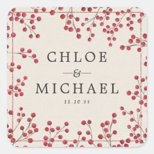 Personalised Red Berry Wedding Sticker