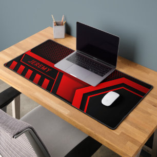 Personalised Red Black Abstract Gaming Desk Mat