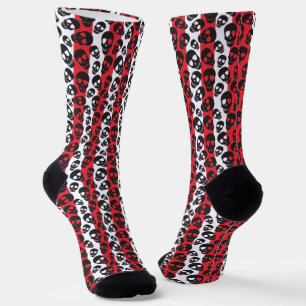 Personalised Red Black and White Skull pattern  Socks