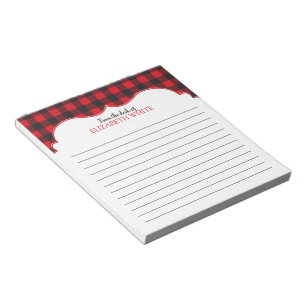 Personalised Red Black Buffalo Plaid Pattern Notepad