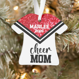 Personalised Red & Black Cheer Mum Ornament 