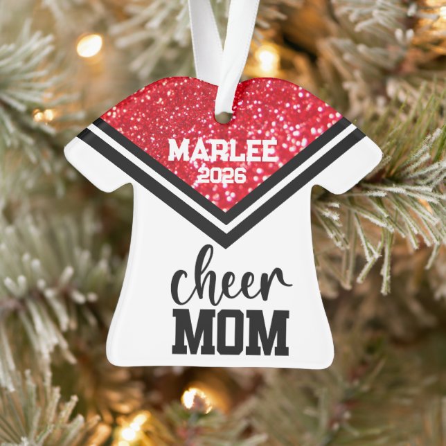 Personalised Red & Black Cheer Mum Ornament  (Tree)