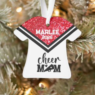 Personalised Red & Black Cheer Mum Ornament 