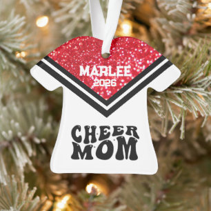 Personalised Red & Black Cheer Mum Ornament 