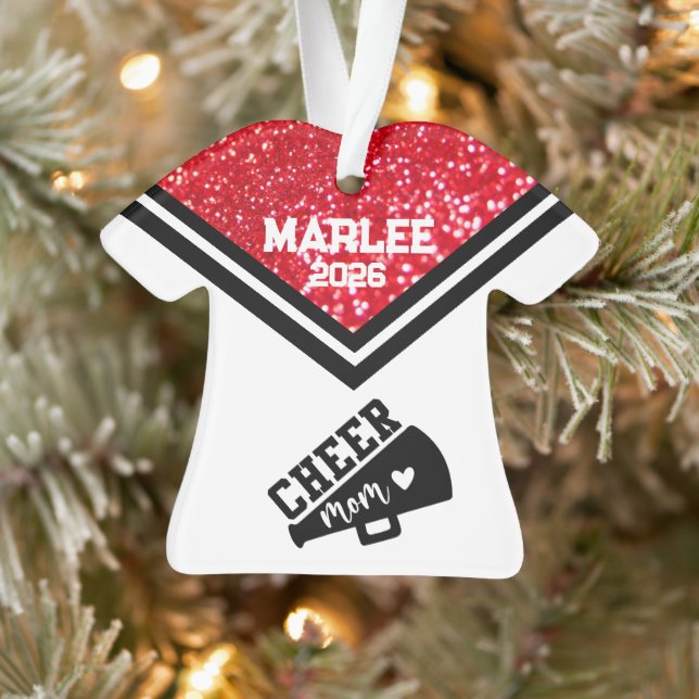 Personalised Red & Black Cheer Mum Ornament  (Tree)