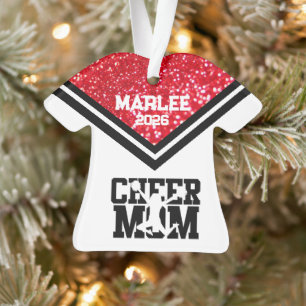 Personalised Red & Black Cheer Mum Ornament 