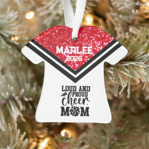 Personalised Red & Black Cheer Mum Ornament 