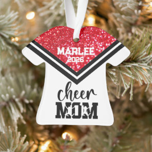 Personalised Red & Black Cheer Mum Ornament 