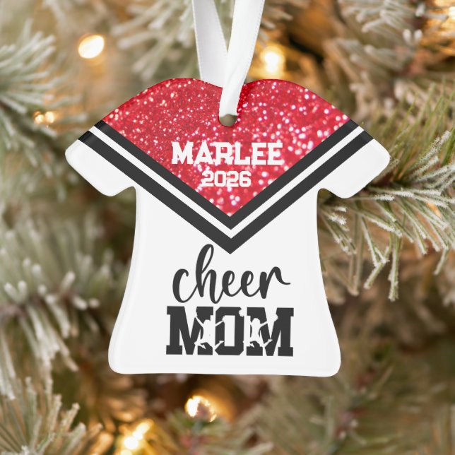 Personalised Red & Black Cheer Mum Ornament  (Tree)