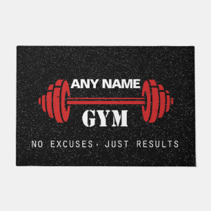 Personalised Red & Black home gym door mat