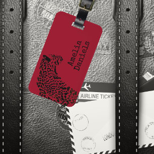 Personalised Red & Black Jaguar Luggage Tag
