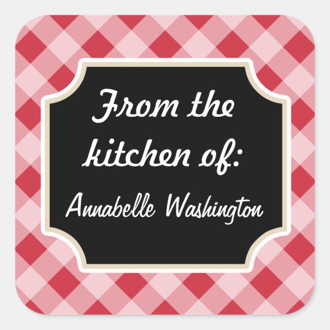 Personalised Red Black Kitchen Stickers (Front)