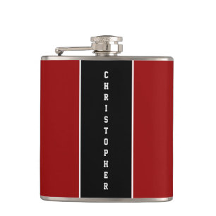 Personalised Red Black Stripe Flask