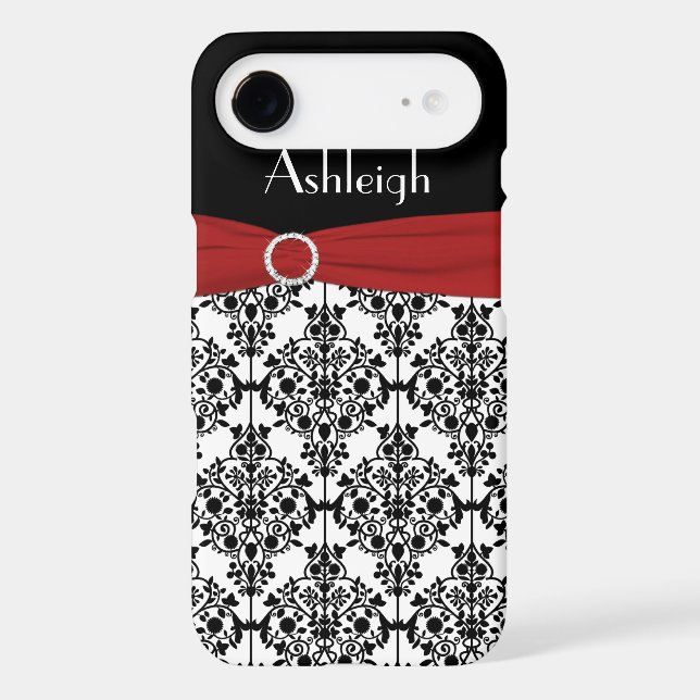 Personalised Red Black White Damask iPhone 5 Case (Back)