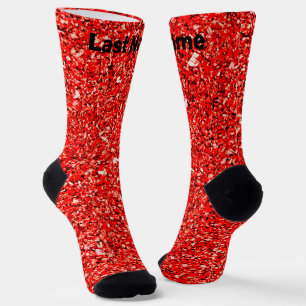 Personalised Red Black White Glitter  Socks
