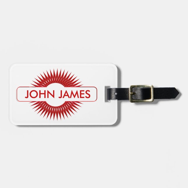 Personalised Red Blast Luggage Tag (Front Horizontal)