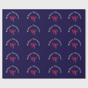 personalised red&blue wrapping paper - monogram
