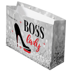 Personalised Red Bottom Stiletto Heel Boss Lady Large Gift Bag