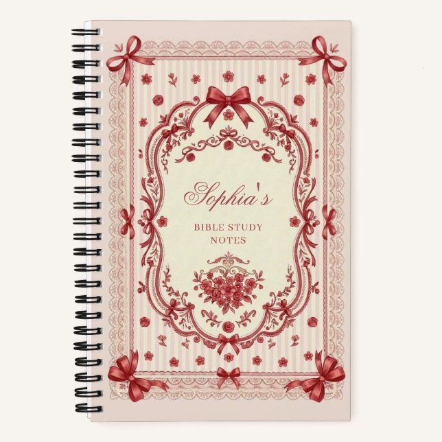 Personalised Red Bow Bible Study  Notebook (Front)