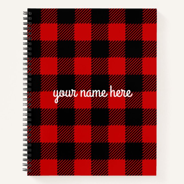 Personalised Red Buffalo Plaid Notebook (Front)