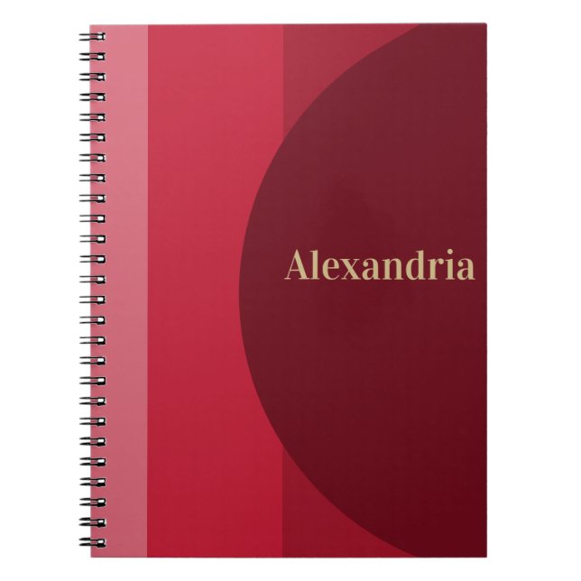 Personalised Red burgundy Stripe Notebook (Front)