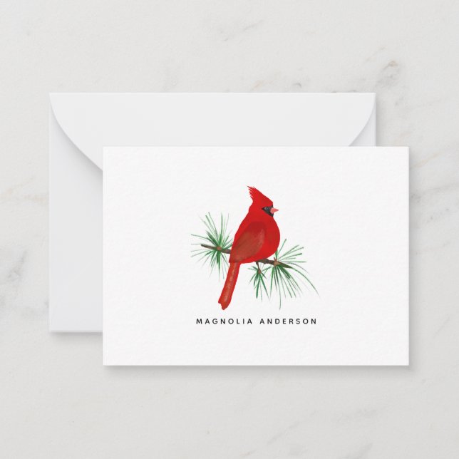Personalised Red Cardinal Note Card (Front)