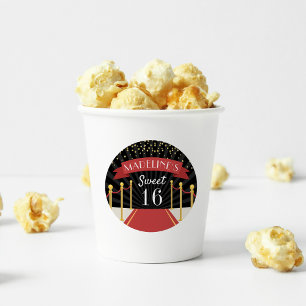 Personalised Red Carpet Theme Sweet Sixteen Classic Round Sticker