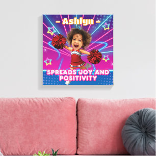Personalised Red Cheerleader Custom Kid Photo Canvas Print