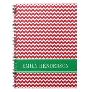 Personalised Red Chevron Holiday Christmas Notebook