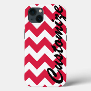 Personalised Red Chevron Pattern iPhone Case