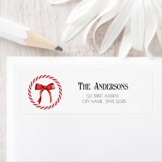 Personalised Red Christmas Return Address Label (Insitu)