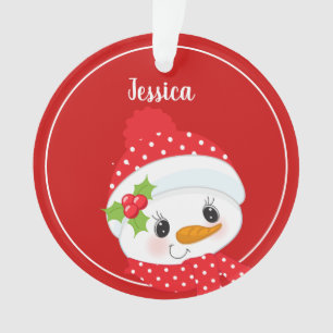 Personalised Red Christmas Snowman Year Ornament
