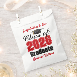 Personalised Red Class of 2026 Graduation Party Favour Bag