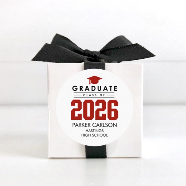 Personalised Red Class of 2026 Graduation Sticker (Creator Uploaded)