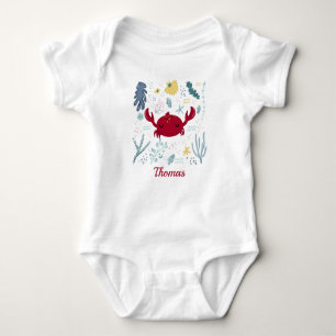 Personalised Red Crab Sea Life Marine Life Ocean Baby Bodysuit