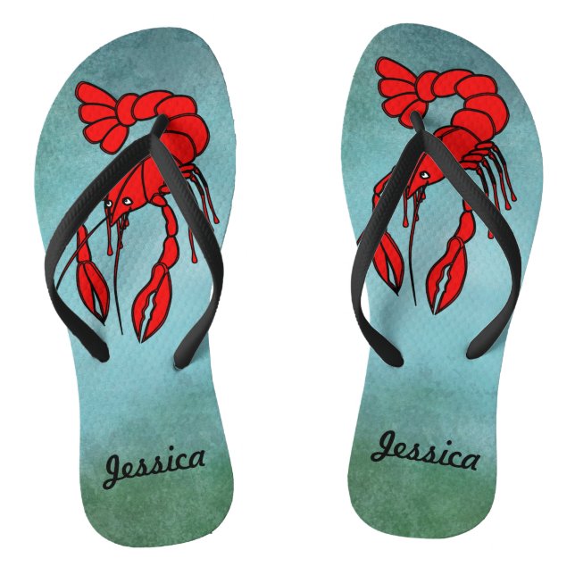 Personalised Red Crawfish Thongs (Footbed)