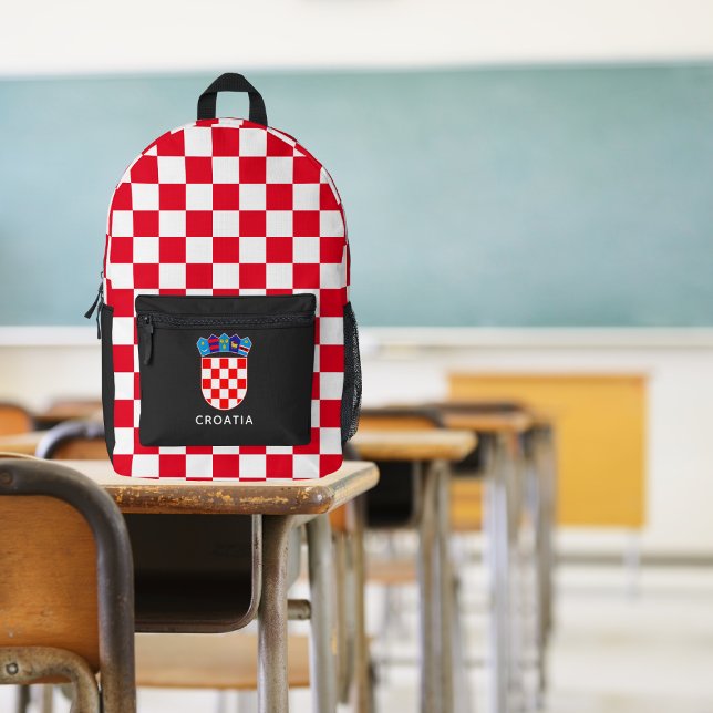 Personalised Red Croatian Chequerboard Emblem Printed Backpack (Creator Uploaded)