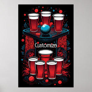 Personalised Red Cups Beer Pong Poster